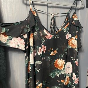 Flowered cold shoulder shirt